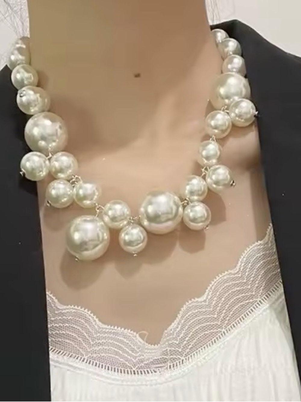 Necklace Big Pearls Beads Choker Necklaces Party Wedding Bride